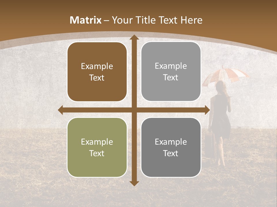 Beauty Red Haired Suitcase PowerPoint Template