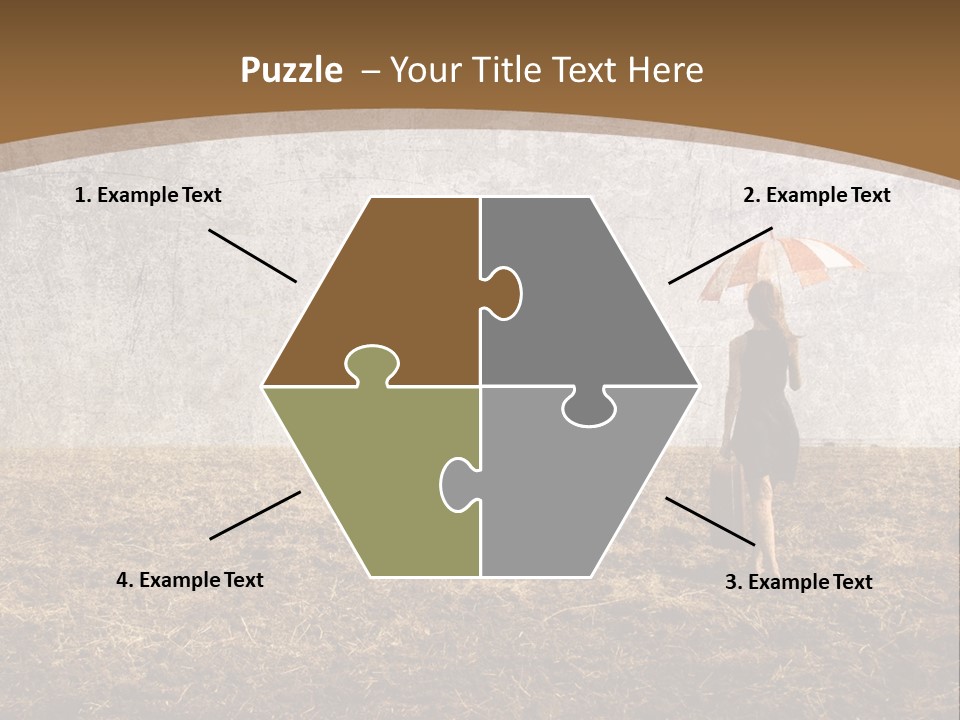 Beauty Red Haired Suitcase PowerPoint Template