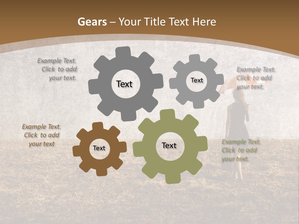 Beauty Red Haired Suitcase PowerPoint Template