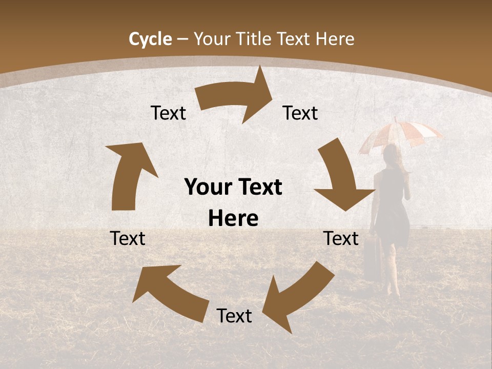 Beauty Red Haired Suitcase PowerPoint Template