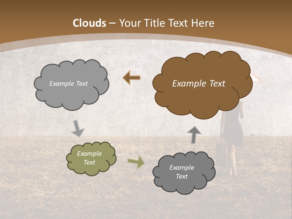 Beauty Red Haired Suitcase PowerPoint Template