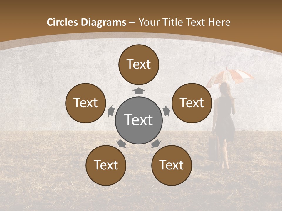 Beauty Red Haired Suitcase PowerPoint Template