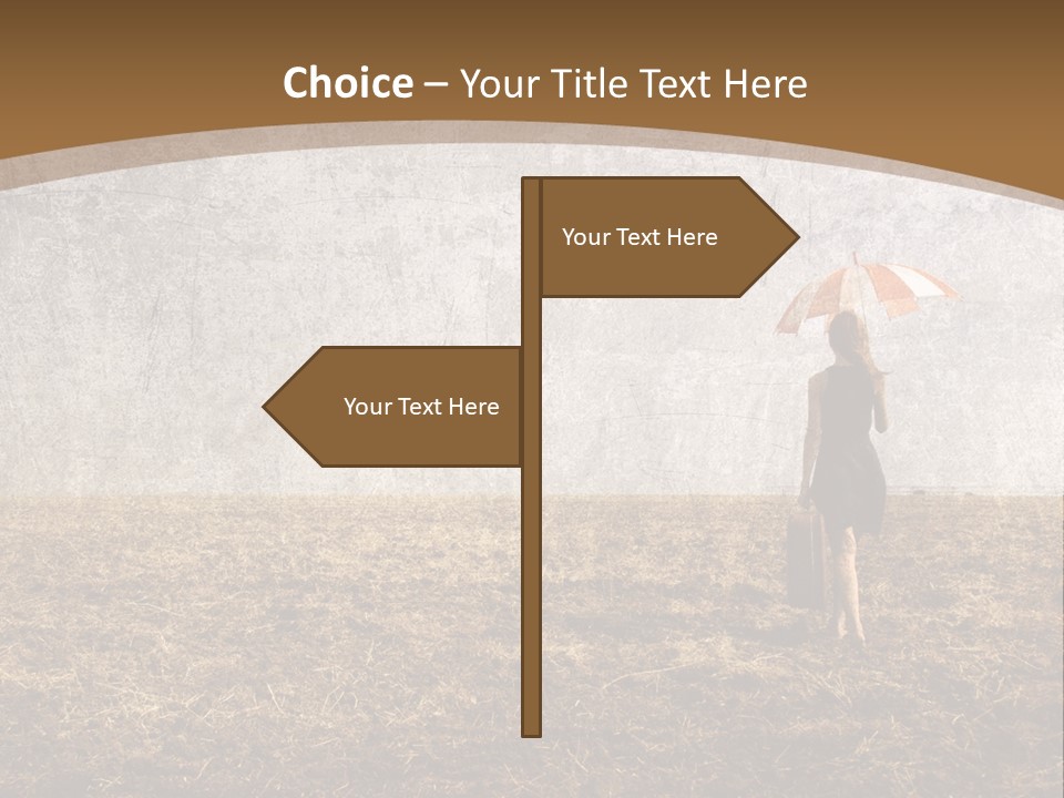 Beauty Red Haired Suitcase PowerPoint Template