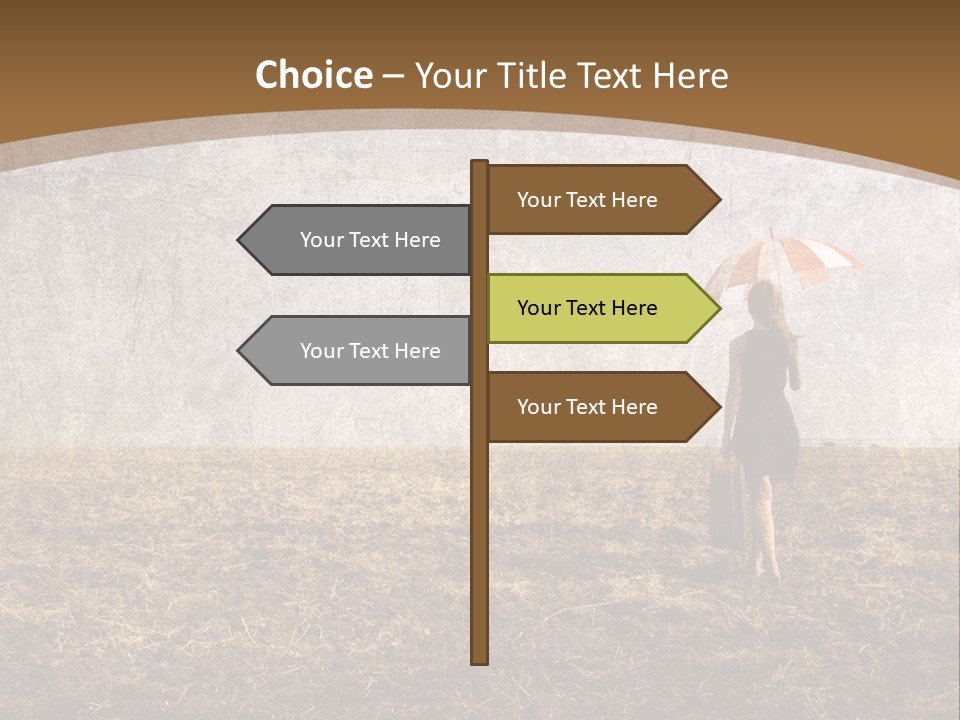 Beauty Red Haired Suitcase PowerPoint Template