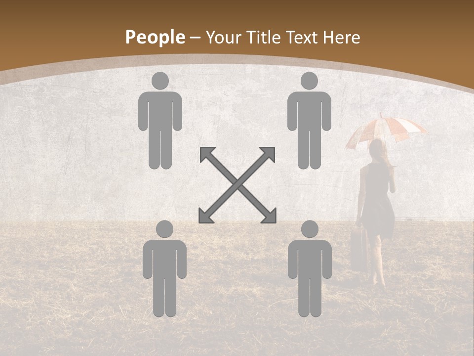 Beauty Red Haired Suitcase PowerPoint Template