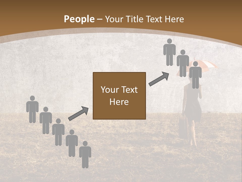 Beauty Red Haired Suitcase PowerPoint Template