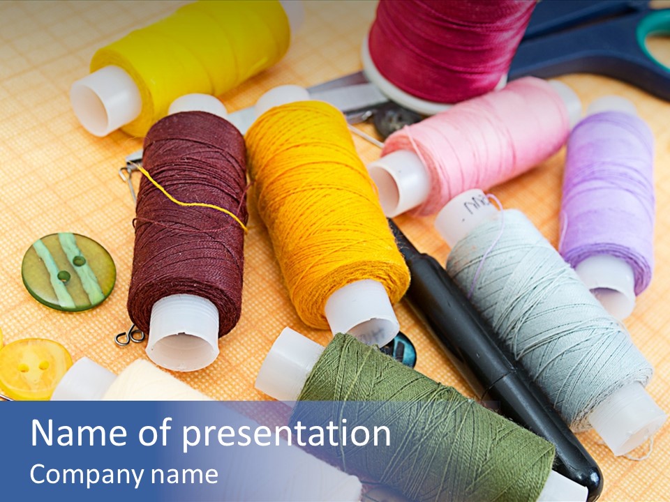 Red Textiles Sew PowerPoint Template