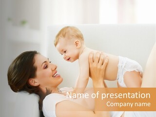 Carefree Mother Little PowerPoint Template