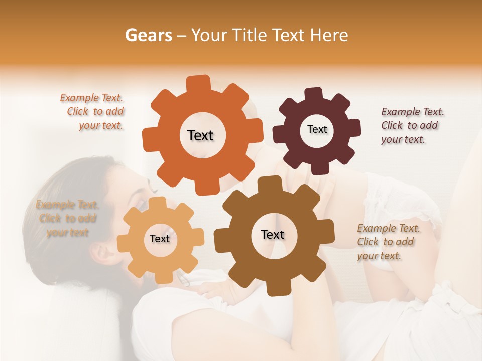 Carefree Mother Little PowerPoint Template