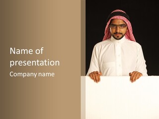 Man Arab Table PowerPoint Template