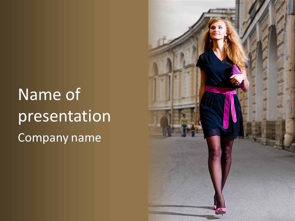 Girl Lady Street PowerPoint Template