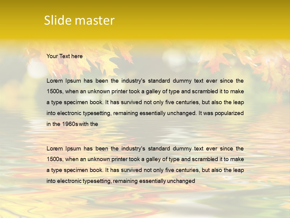 Lake Closeup Yellow PowerPoint Template