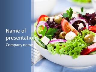 Tomatoes Appetizer Greek Salad PowerPoint Template