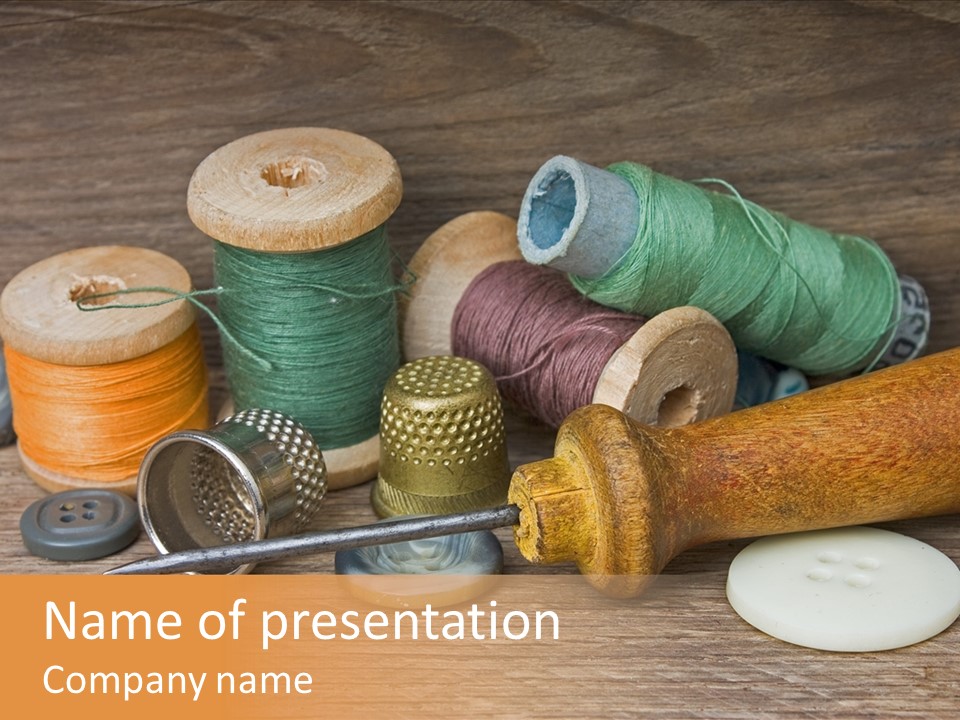 Thimble Sewing Thread PowerPoint Template