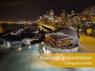 Cityscape Waterfront Yacht PowerPoint Template