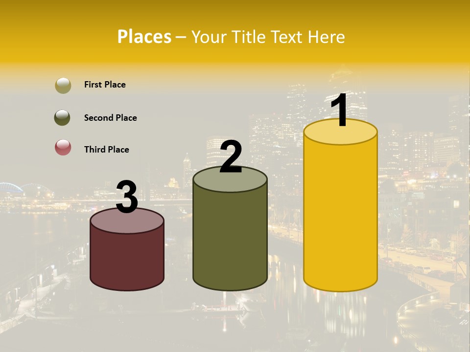 Buildings Waterfront Lights PowerPoint Template