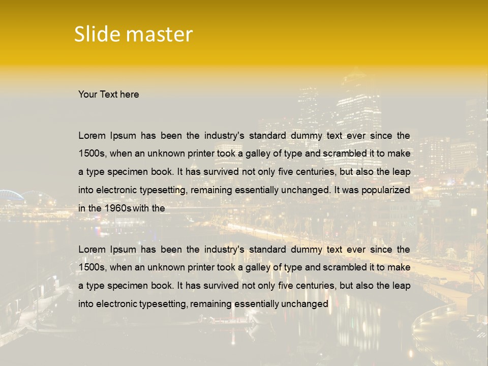 Buildings Waterfront Lights PowerPoint Template