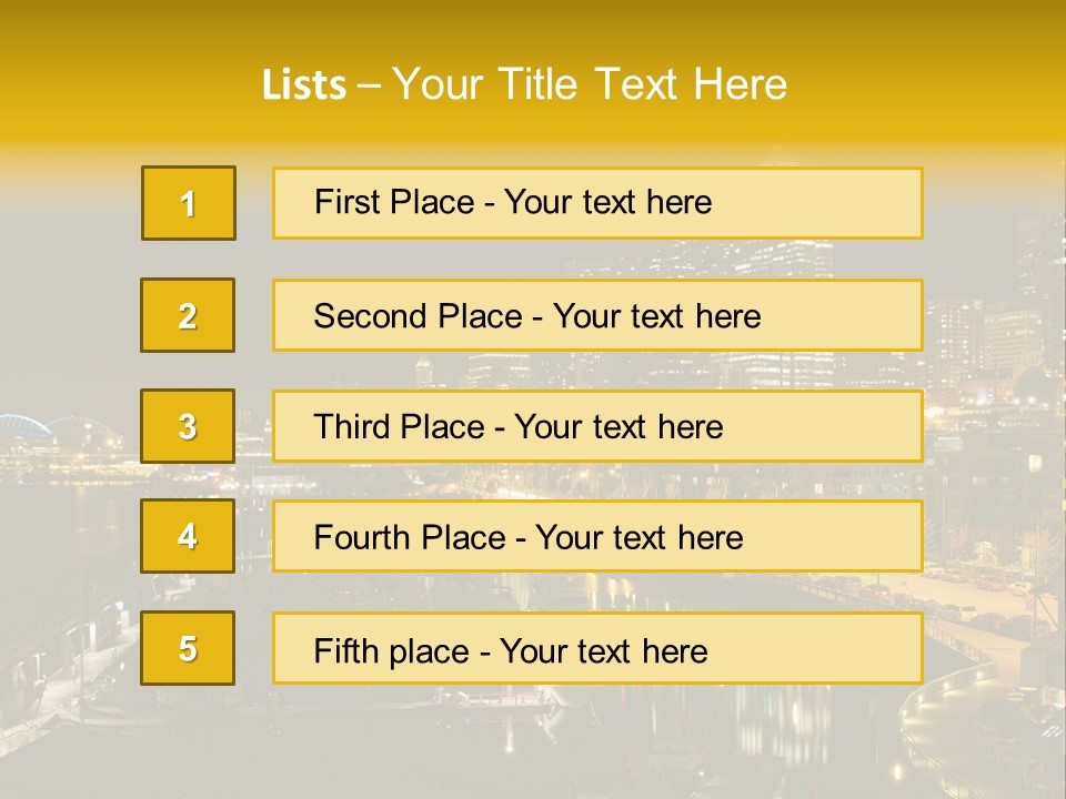 Buildings Waterfront Lights PowerPoint Template