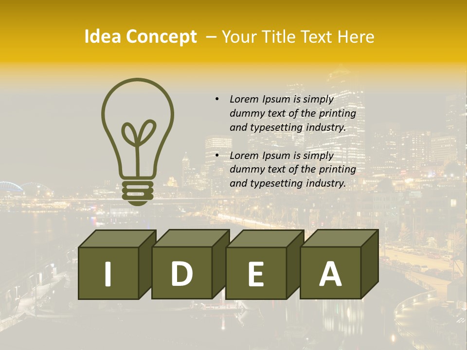 Buildings Waterfront Lights PowerPoint Template