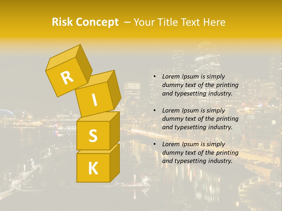 Buildings Waterfront Lights PowerPoint Template