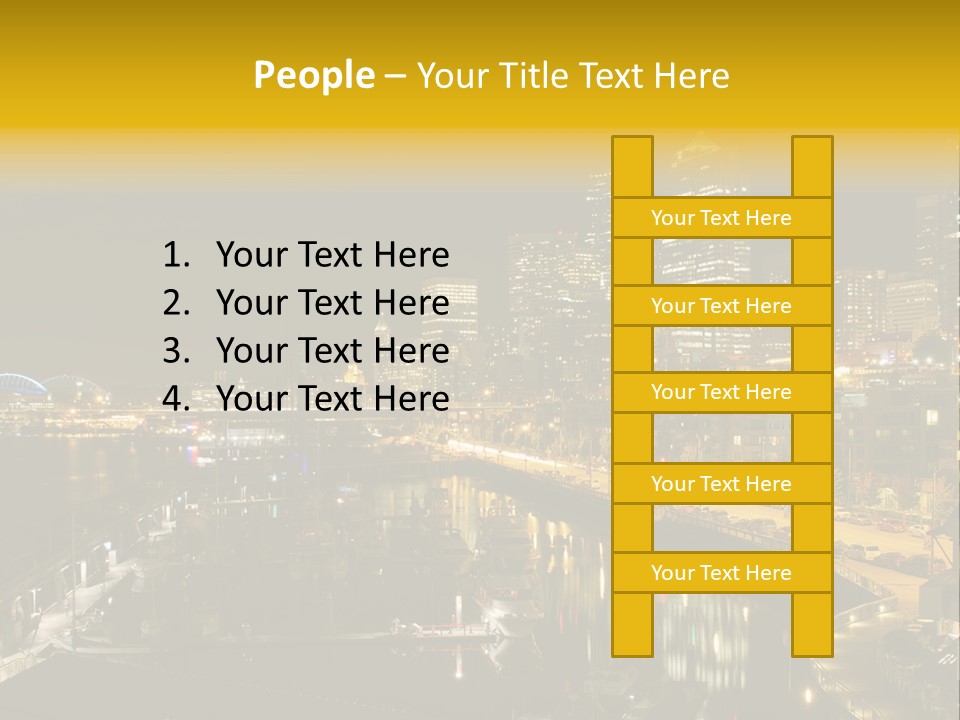 Buildings Waterfront Lights PowerPoint Template