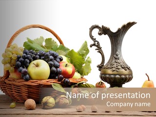 Basket Metal Jug Hazelnut PowerPoint Template