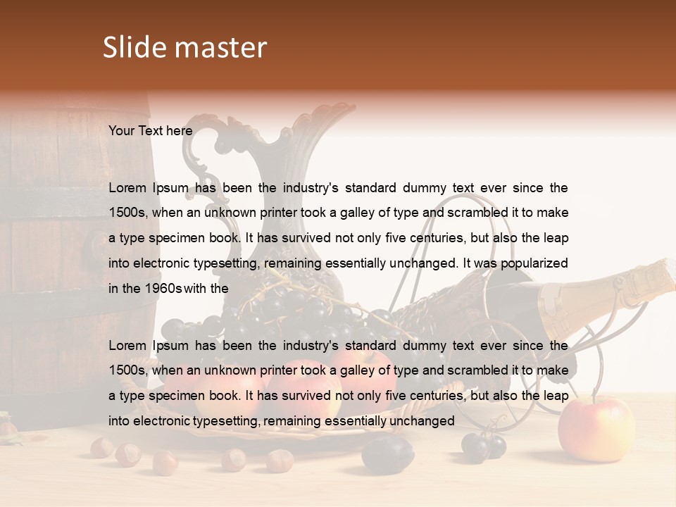 Jug Wine Barrel Hazelnuts PowerPoint Template