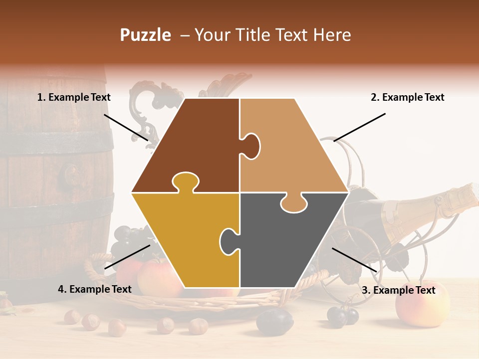 Jug Wine Barrel Hazelnuts PowerPoint Template