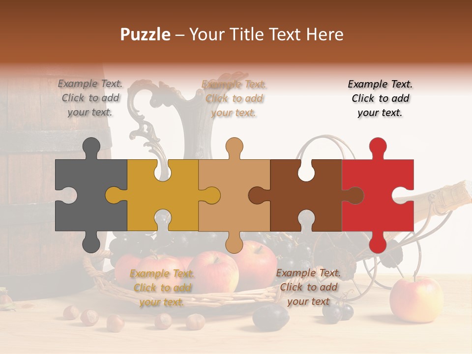 Jug Wine Barrel Hazelnuts PowerPoint Template