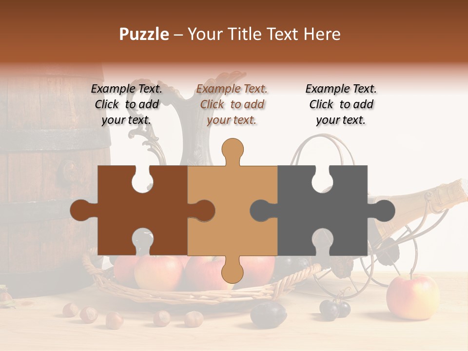 Jug Wine Barrel Hazelnuts PowerPoint Template