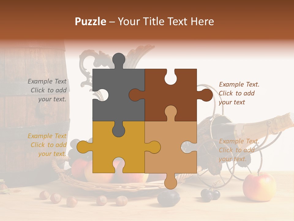 Jug Wine Barrel Hazelnuts PowerPoint Template