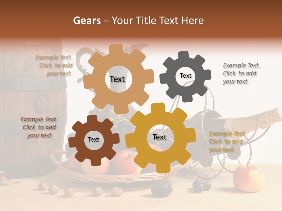 Jug Wine Barrel Hazelnuts PowerPoint Template