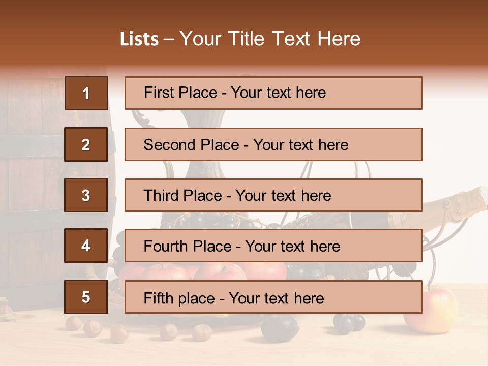 Jug Wine Barrel Hazelnuts PowerPoint Template