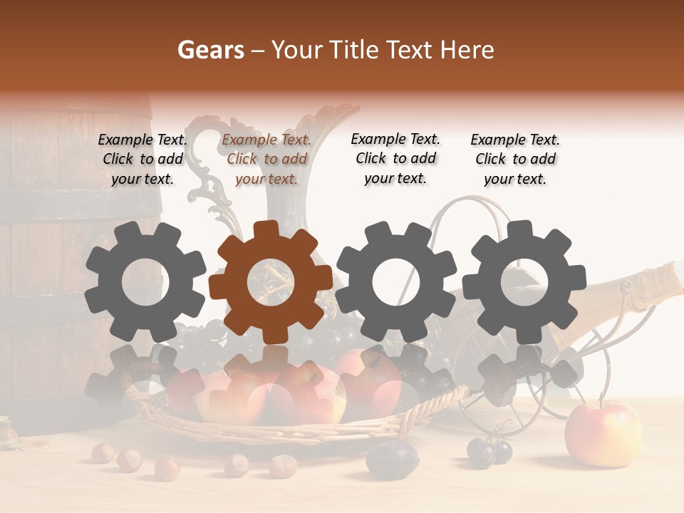 Jug Wine Barrel Hazelnuts PowerPoint Template