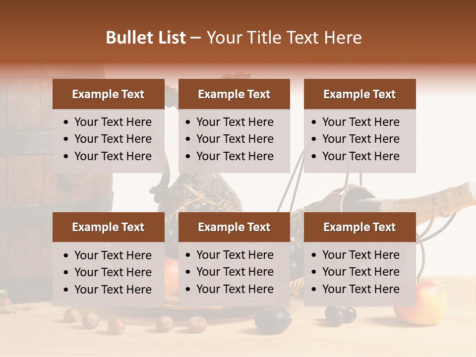 Jug Wine Barrel Hazelnuts PowerPoint Template