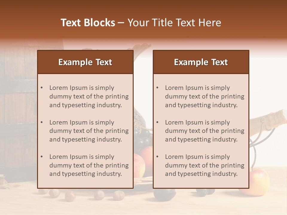 Jug Wine Barrel Hazelnuts PowerPoint Template