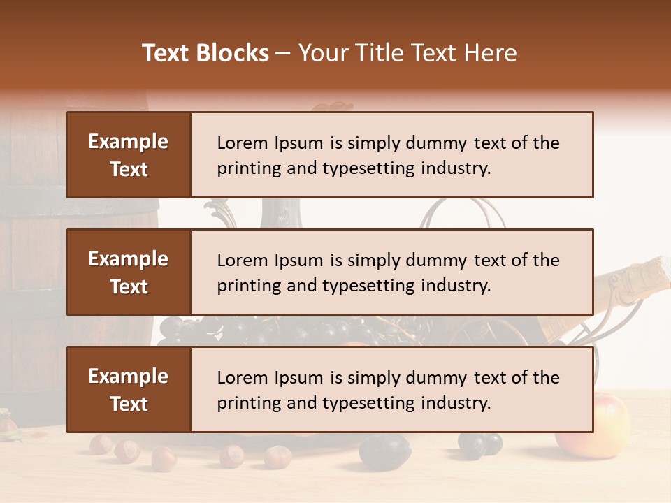 Jug Wine Barrel Hazelnuts PowerPoint Template