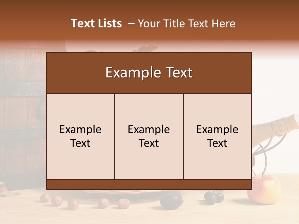 Jug Wine Barrel Hazelnuts PowerPoint Template