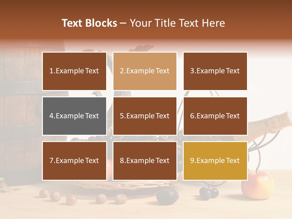 Jug Wine Barrel Hazelnuts PowerPoint Template