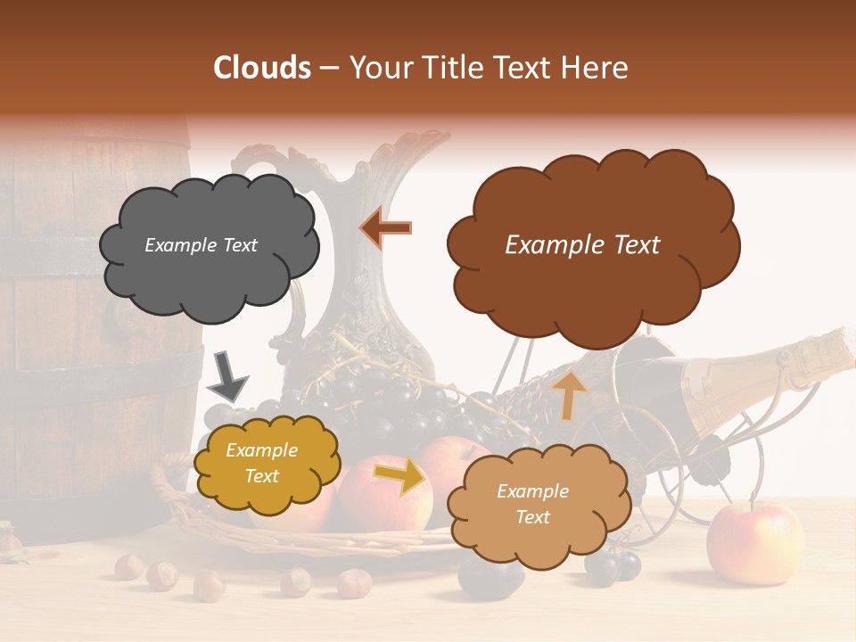 Jug Wine Barrel Hazelnuts PowerPoint Template