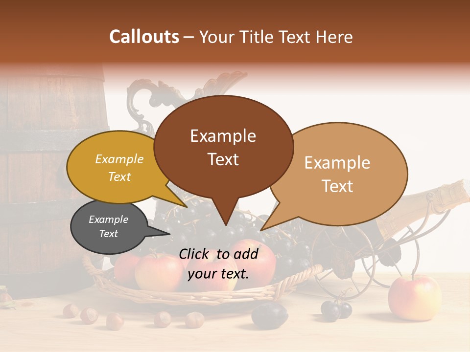 Jug Wine Barrel Hazelnuts PowerPoint Template