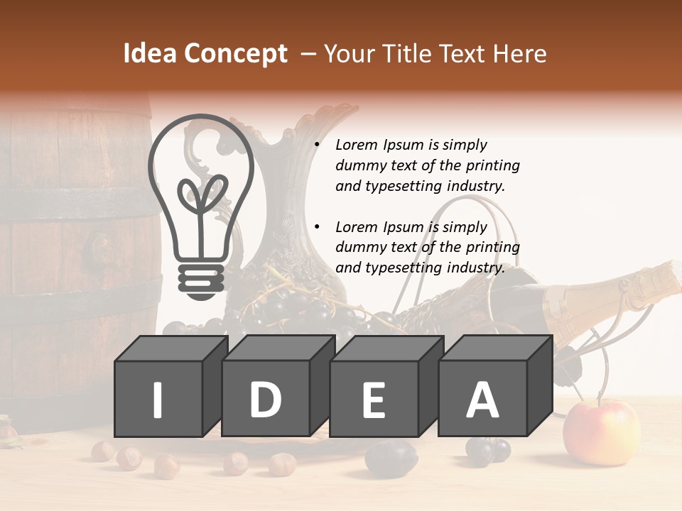 Jug Wine Barrel Hazelnuts PowerPoint Template