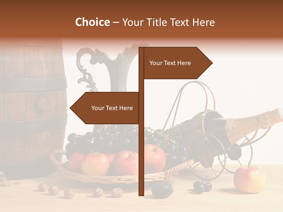 Jug Wine Barrel Hazelnuts PowerPoint Template