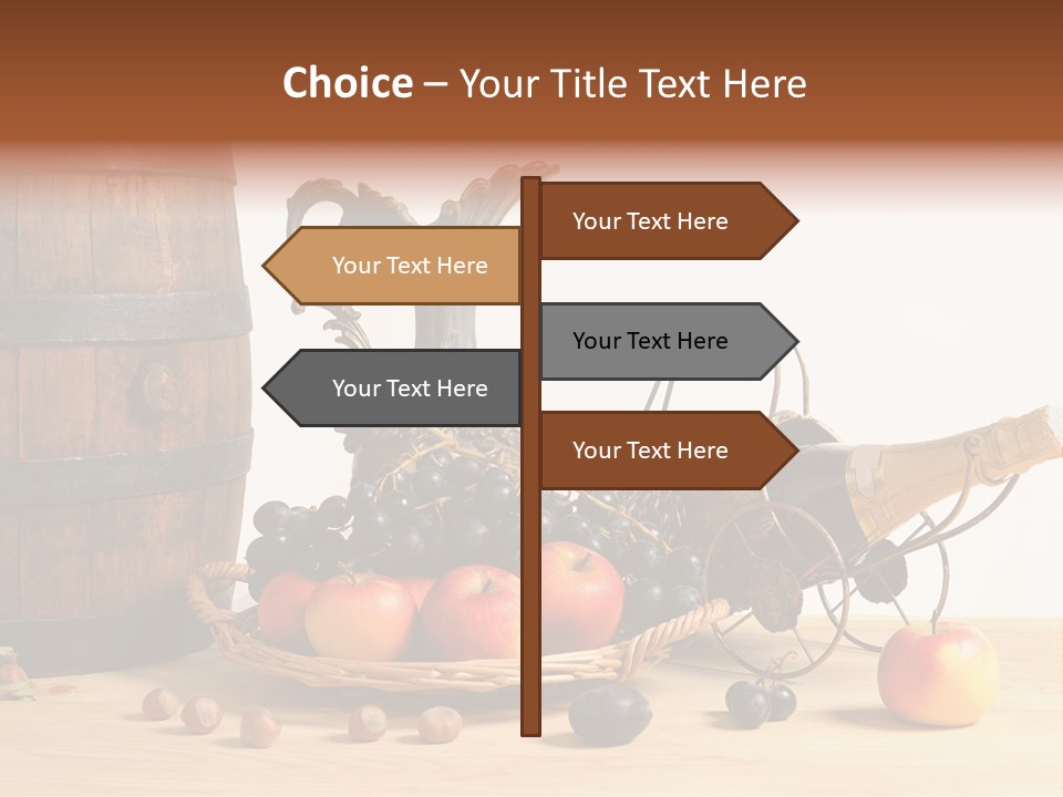 Jug Wine Barrel Hazelnuts PowerPoint Template