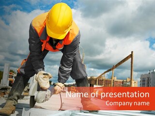 Cutting Hardhat Installer PowerPoint Template