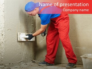 Man Plasterer Work PowerPoint Template