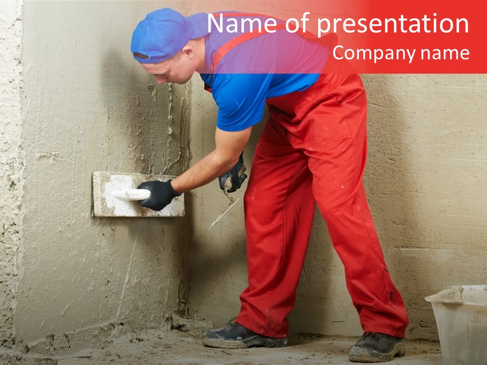 Man Plasterer Work PowerPoint Template