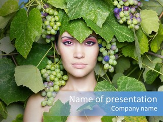 Grapes Body Lady PowerPoint Template