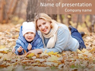 Woman Laugh Leaves PowerPoint Template