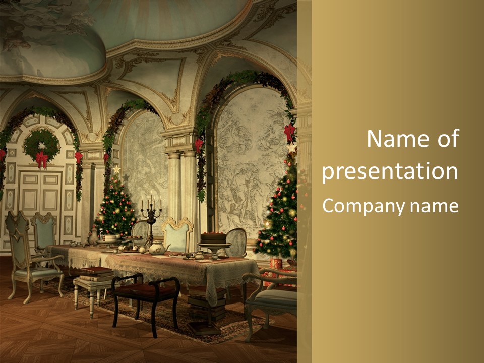 Mansion Cup Garland PowerPoint Template